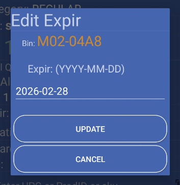 edit lot and expiration