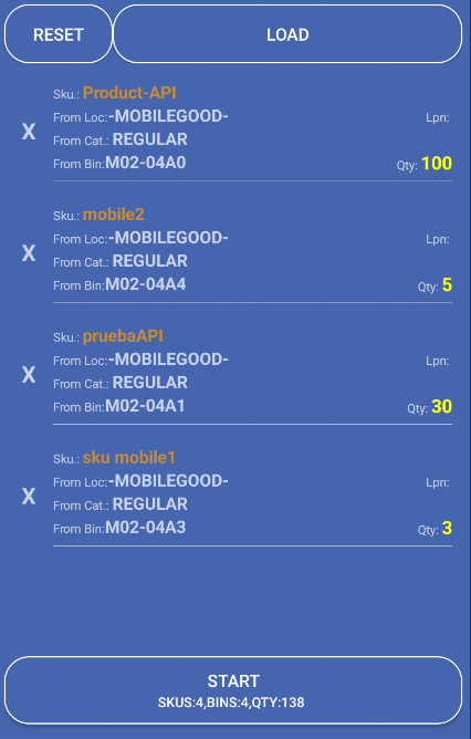 Load & Move Location List