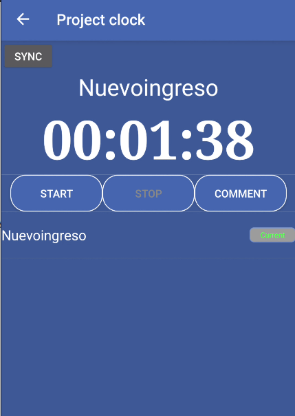 Project Clock Main Screen